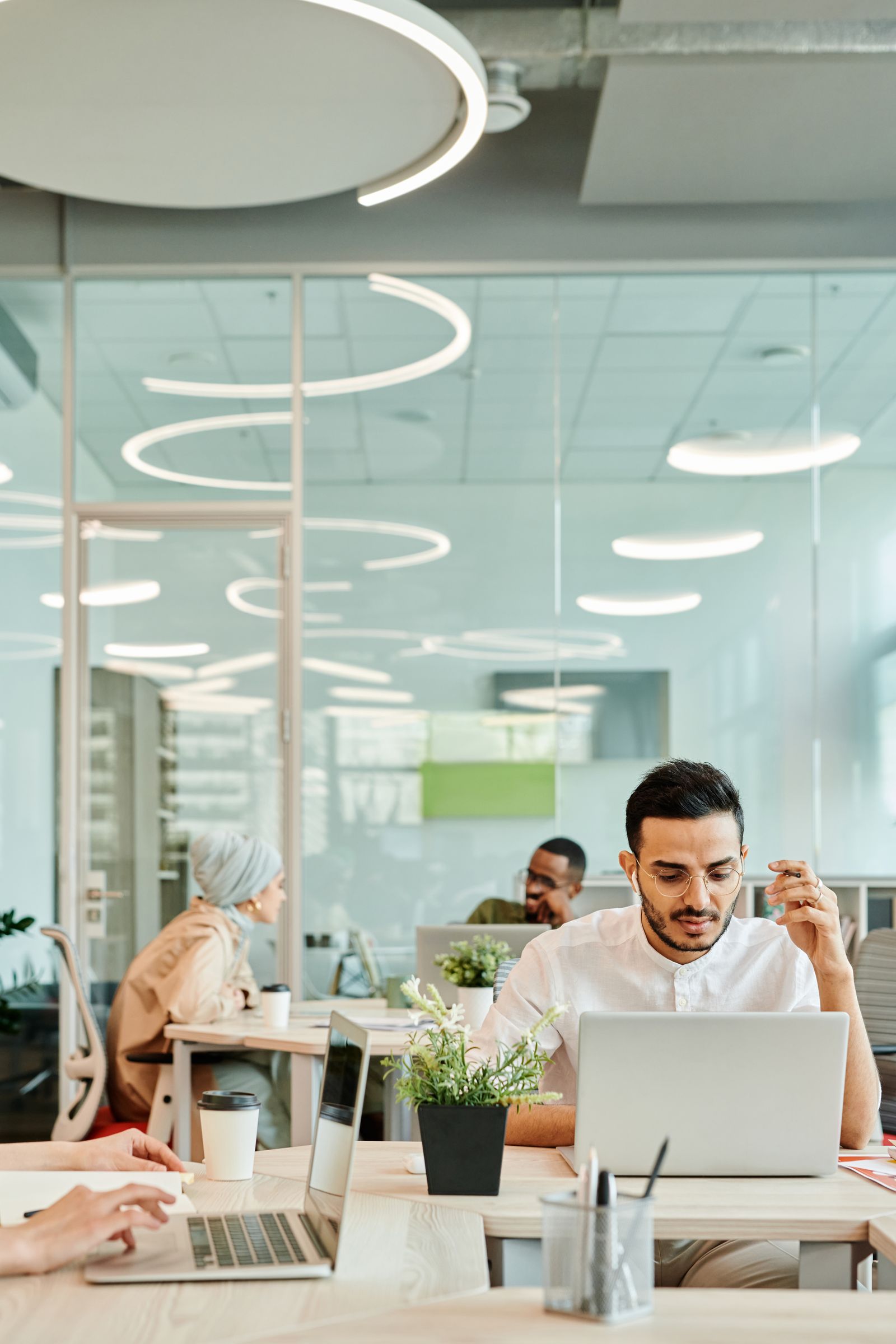 Professionals working together in a modern office